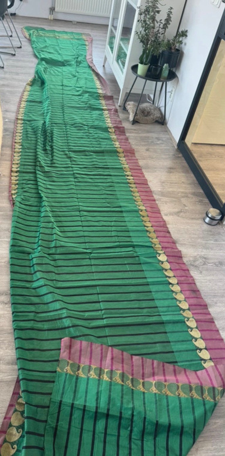 Indiase Srijan Khadi sari 6 meter, Kleding | Dames, Ophalen of Verzenden, Nieuw