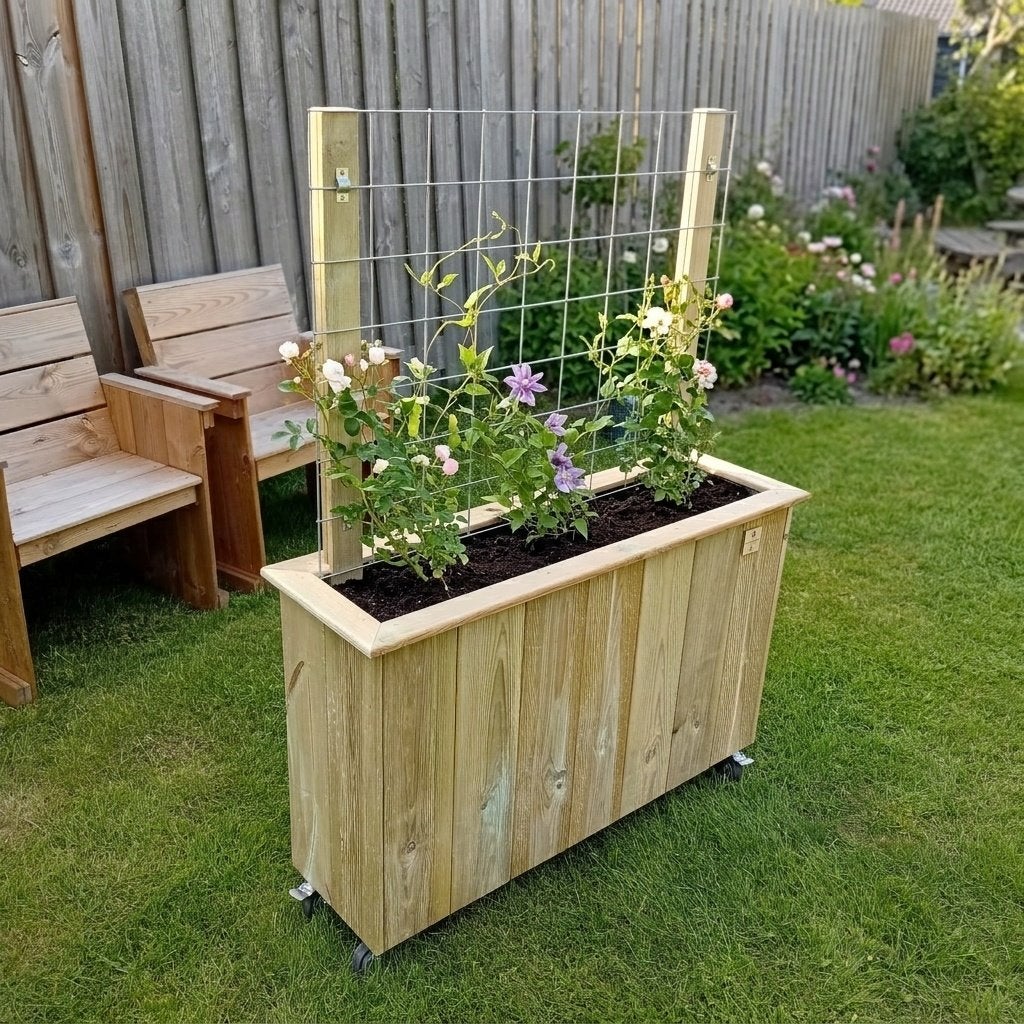 Geïmpregneerd grenen plantenbak met gaasrek, Ophalen, Nieuw, Balkon, 60 tot 100 cm