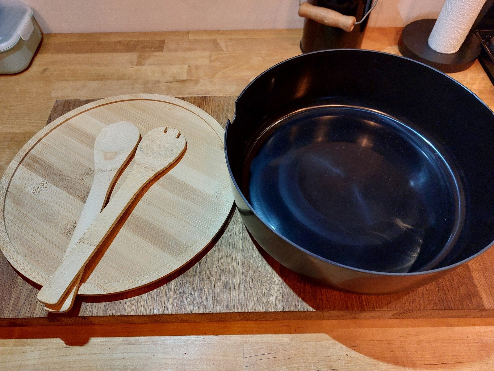 slakom saladebak met houten deksel en spatels, Kunststof, Met deksel, Overige typen, Nieuw