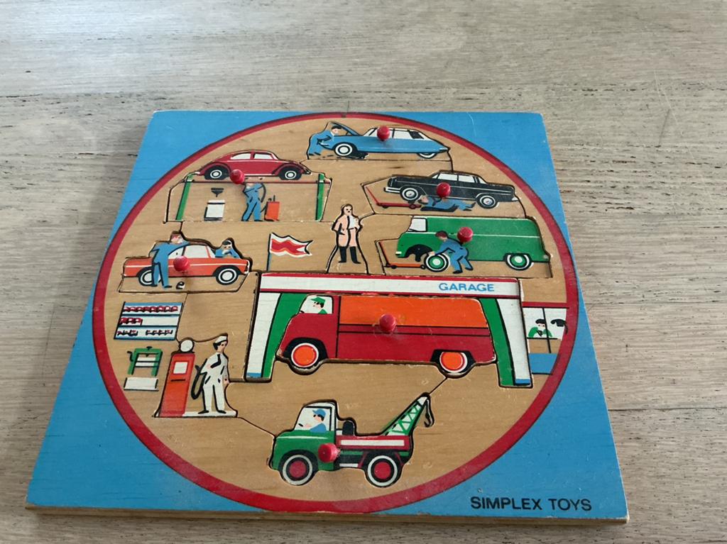 Oude Simplex puzzel met oldtimer auto’s VW, Daf, Snoekebek, Ophalen of Verzenden, Gebruikt