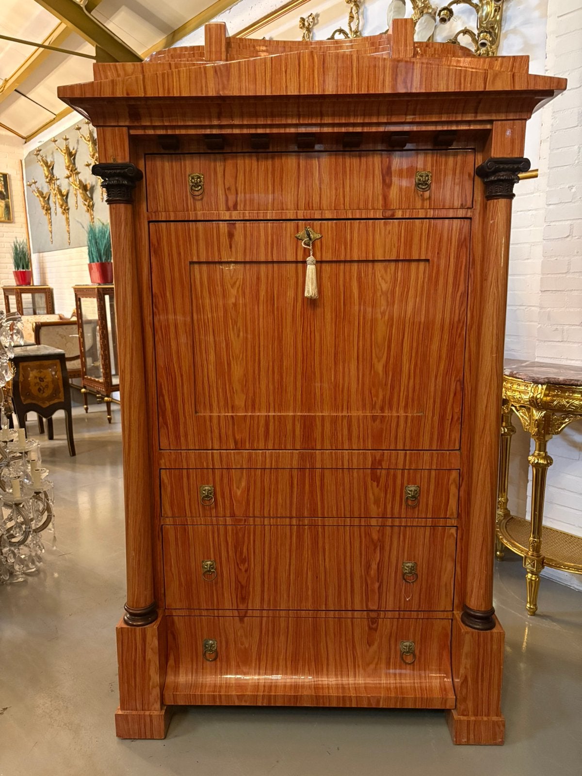 Secretaire replica biedermeier met geheimlade, Ophalen of Verzenden