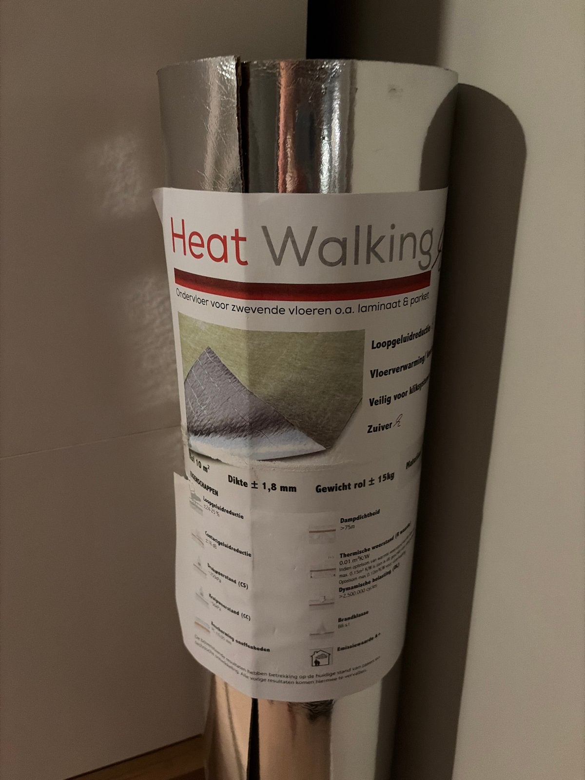 Ondervloer rol 10m2 - Heat Walking, Ophalen, Minder dan 50 cm, Zilver, Nieuw