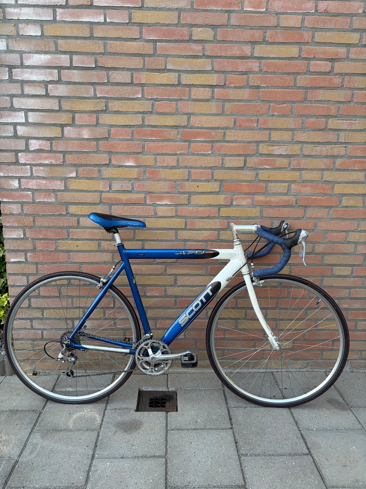 Vintage Retro Road Bike – Scott – Blue/White, 28 inch, Gebruikt, Aluminium, 49 tot 53 cm