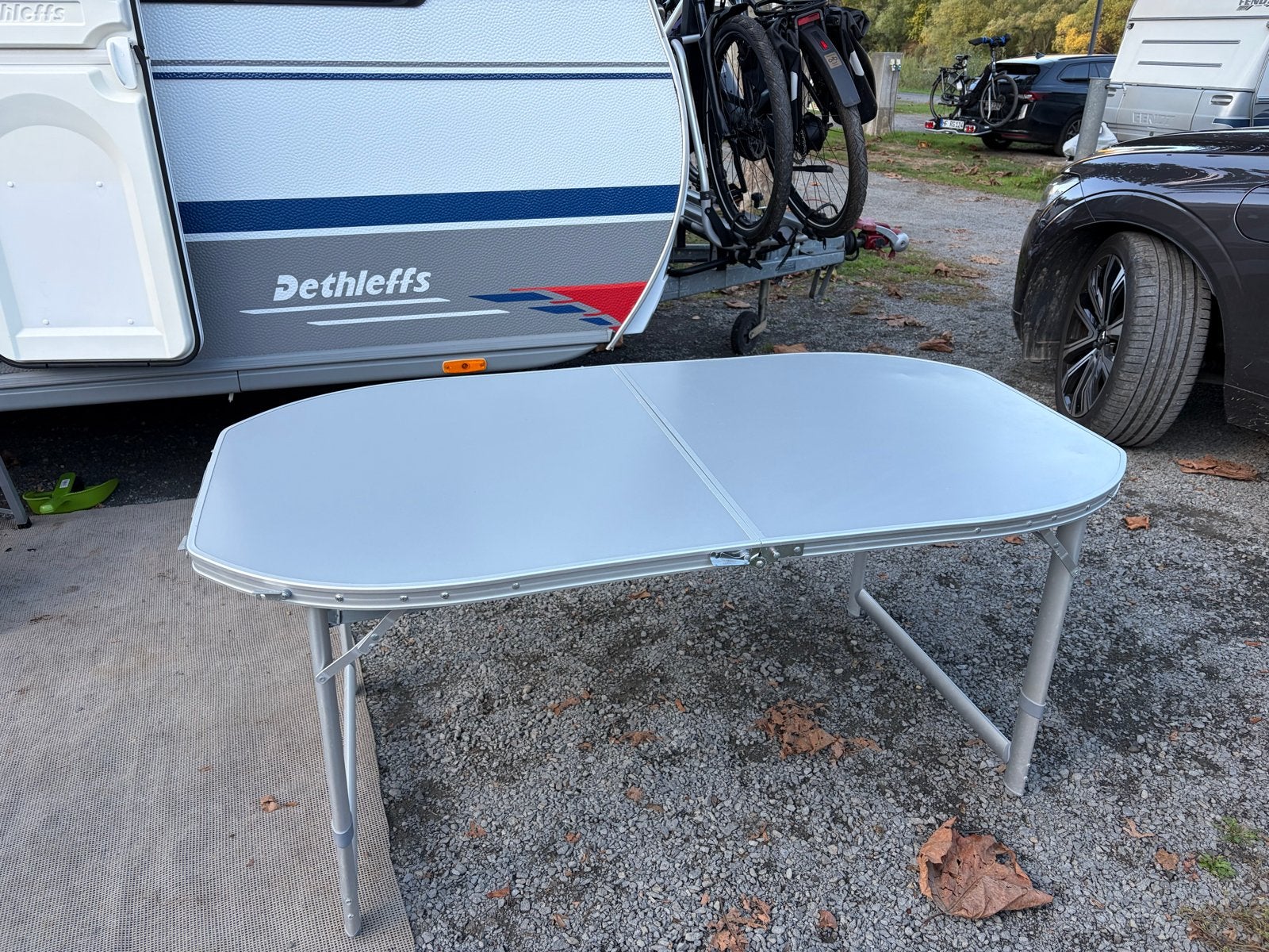 Bo-Camp Campingtafel 150x80 - Verstelbaar & Inklapbaar + tas, Caravans en Kamperen, Ophalen, Gebruikt, Campingtafel