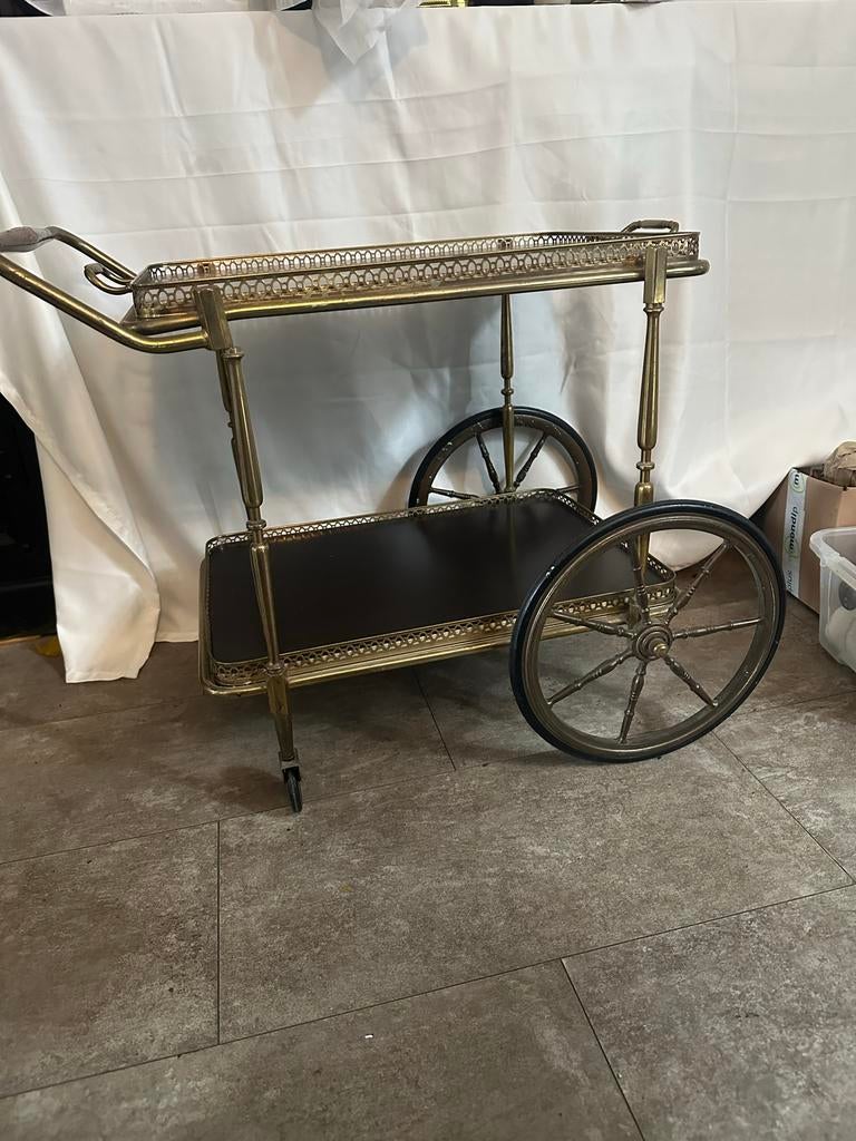 Vintage Messing Serveerwagen / Barwagen, Ophalen