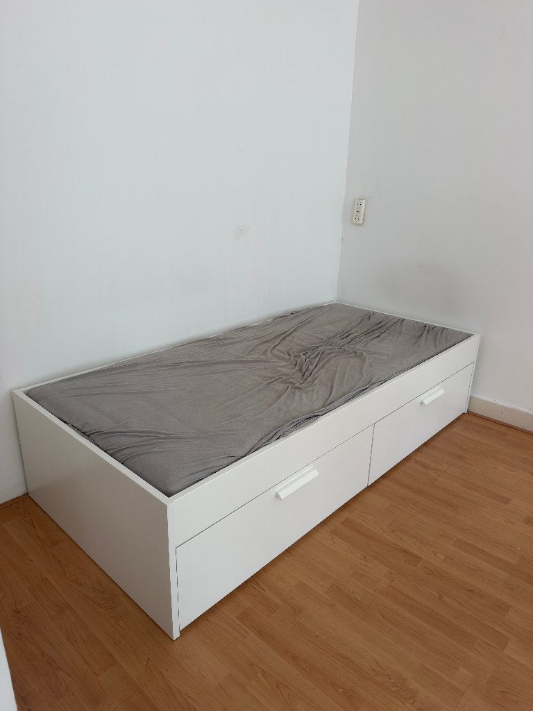 bed frame, Ophalen, 90 cm, Eenpersoons, Wit
