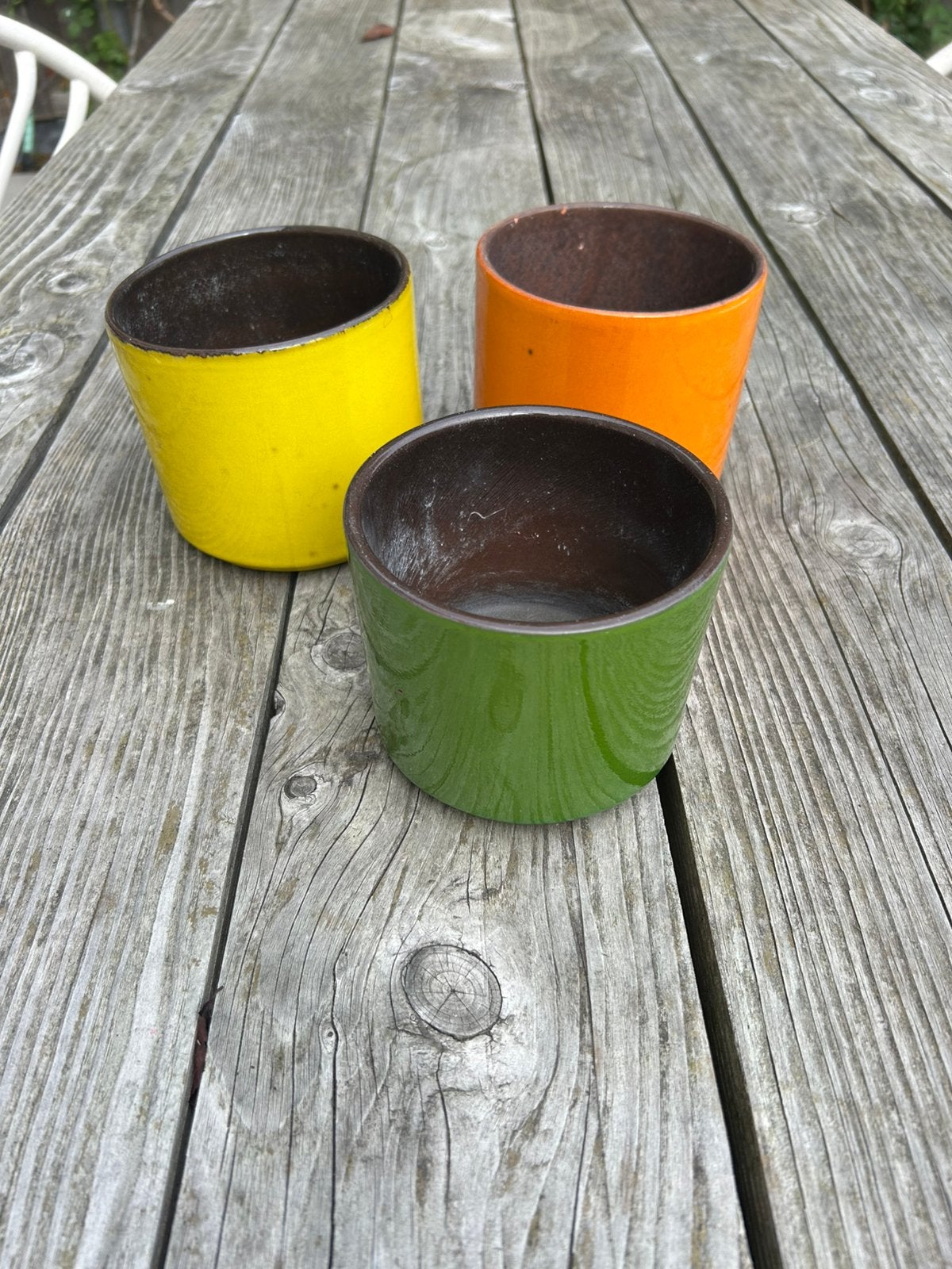 3 vintage retro keramieken Adco bloem, palnten potten, Tuin en Terras, Ophalen, Gebruikt, Rond, Binnen