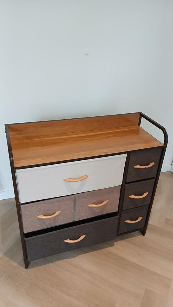 Commode met 7 lades - Hout en stof, Ophalen, Gebruikt, Modern, industrieel, 100 tot 150 cm