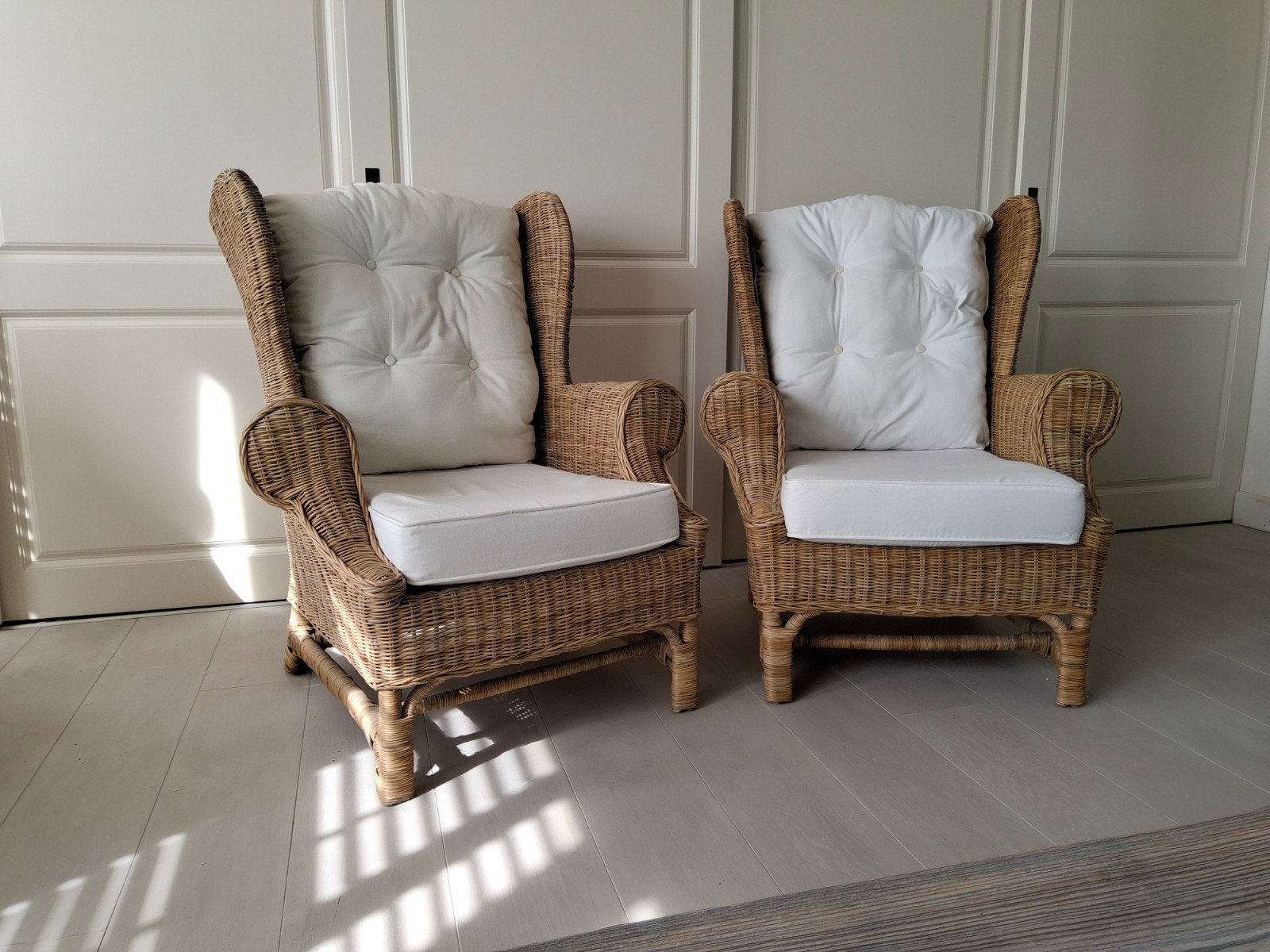 Twee rieten fauteuils van Riviera Maison, Ophalen, Twee, Zo goed als nieuw, Riet of Rotan