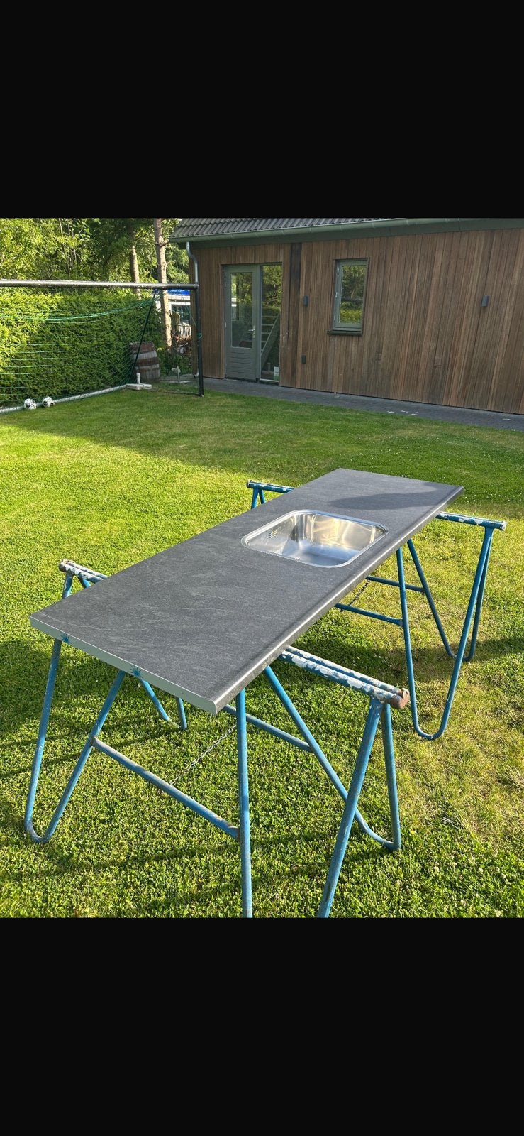 Aanrechtblad met spoelbak 171x60cm grijs / antraciet, Ophalen, Zo goed als nieuw, Campingstoel