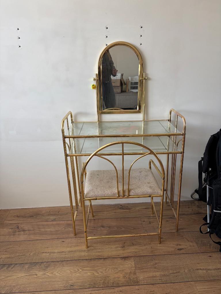 Vintage messing kaptafel, Huis en Inrichting, Tafels | Kaptafels, Ophalen, Gebruikt, 50 tot 100 cm, Minder dan 100 cm