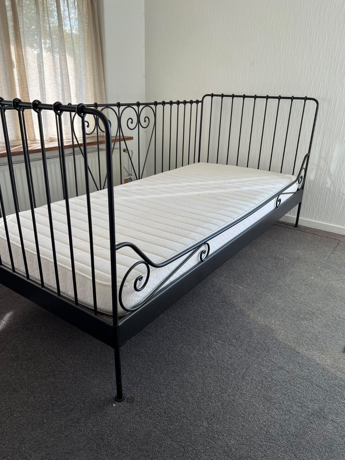 Eenpersoonsbed 90x200cm met matras en lattenbodem, Ophalen, Gebruikt, 90 cm, Eenpersoons