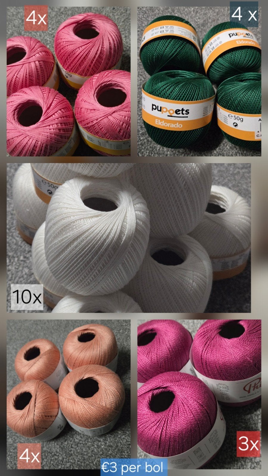 Katoen DIY-pakket: 25 bollen 100% katoen (Puppets & Phildar), Ophalen of Verzenden, Nieuw, Breien of Haken, Wol of Garen
