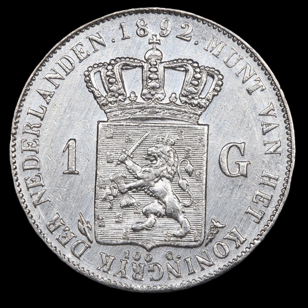 Gulden 1892. Pr-., 1 gulden, Zilver, Ophalen of Verzenden, Koningin Wilhelmina