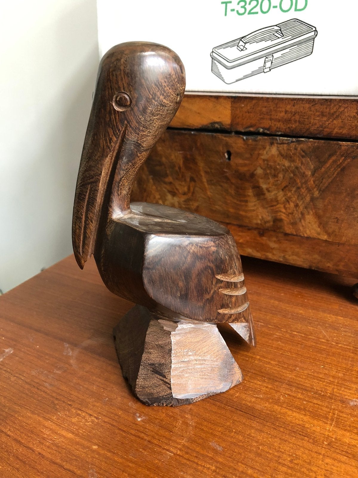 Vintage houten beeld pelikaan vogel, Ophalen of Verzenden