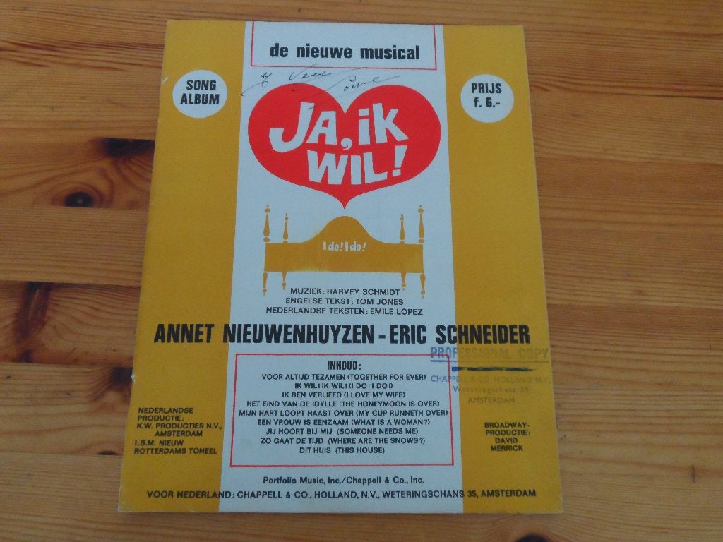 Song album - ja ik wil - nieuwenhuizen / schneider, Muziek en Instrumenten, Gebruikt, Gitaar, Ophalen of Verzenden, Artiest of Componist