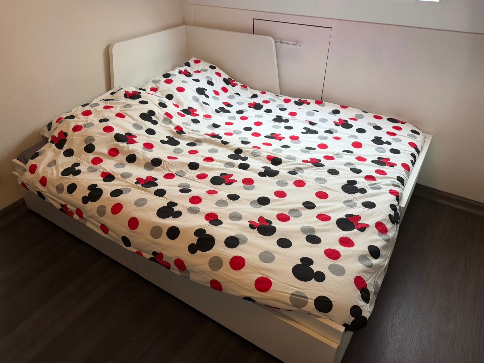 Ikea Flekke bedbank b 80-160 cm, l 200 cm incl 2 lades, Ophalen, Wit, Tweepersoons, Zo goed als nieuw