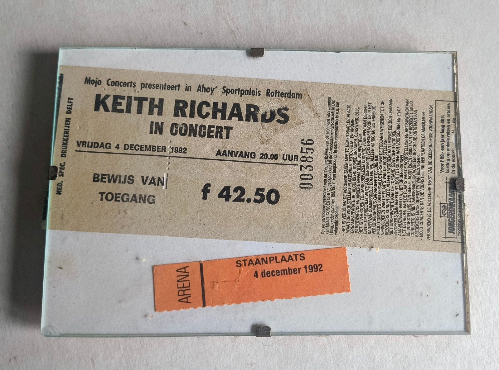concertkaartje Ticket Keith Richards 1992 Ahoy Rotterdam, Verzamelen, Ophalen of Verzenden, Foto of Kaart