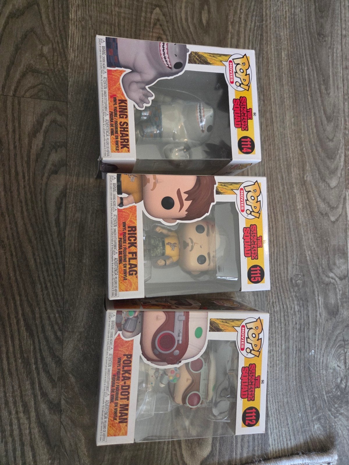 3 Funko Pops Suicide Squad (King Shark, Rick Flag, Polka-Dot, Ophalen