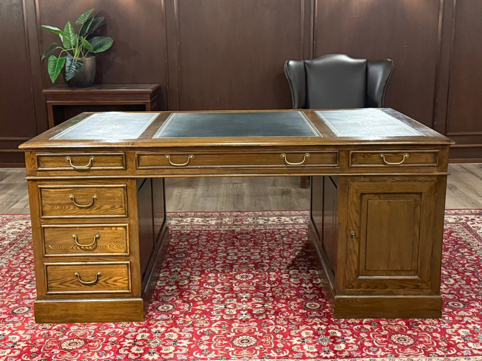 Klassiek Engels bureau (partnerdesk) #683, Overige typen, Hout, 180 cm, Bruin