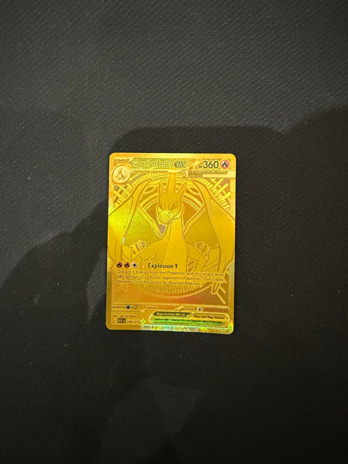 Mega Charizard Y EX Gouden Pokémon Kaart ASC 294, Ophalen of Verzenden, Nieuw, Losse kaart, Foil