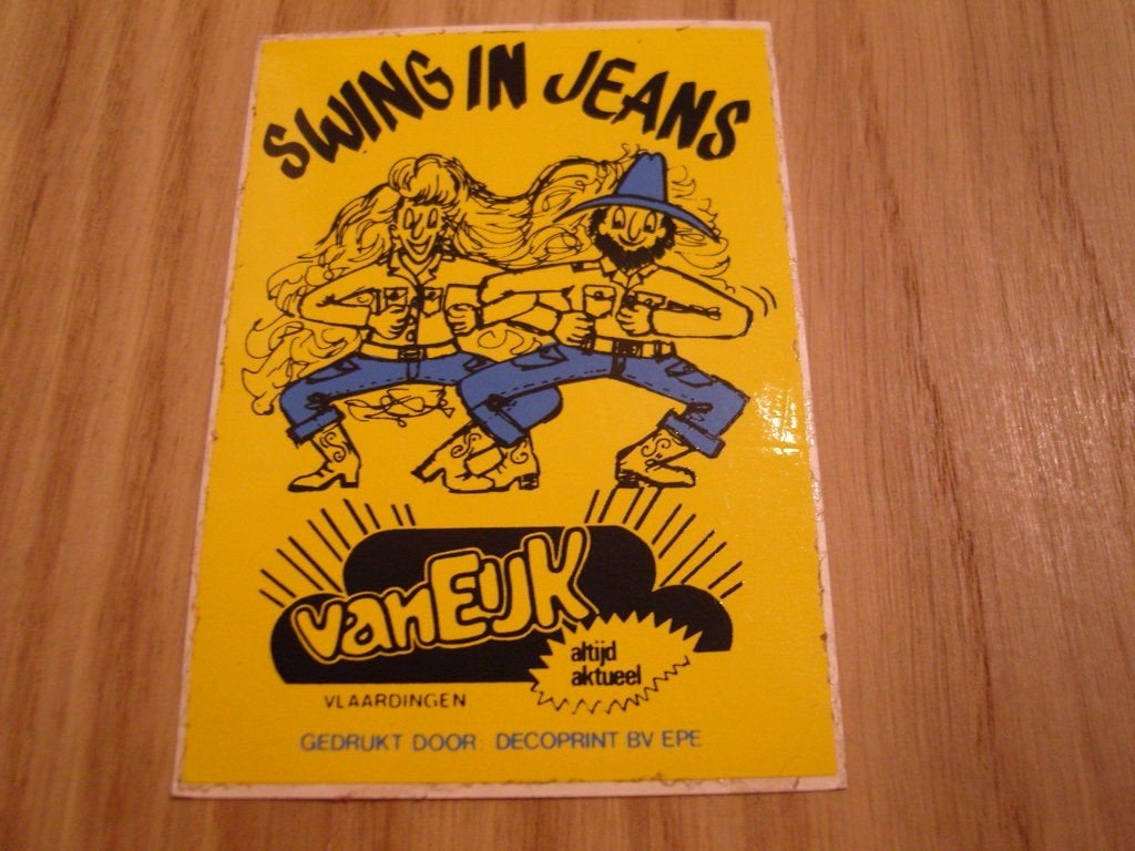 sticker vlaardingen van eijk swing in jeans, Verzamelen, Ophalen, Zo goed als nieuw