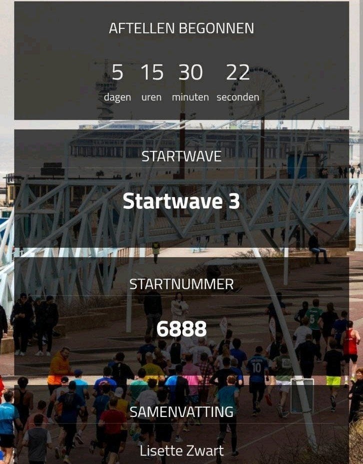 Startbewijs Marathon Den Haag, Eén persoon