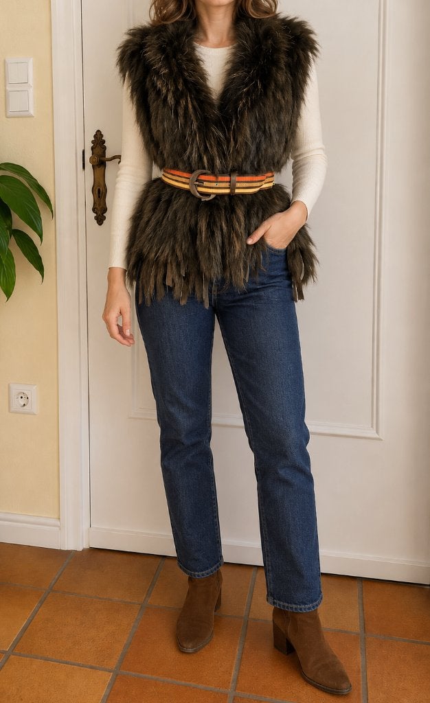 bontgilet  met franjes maat 36/38, Ophalen of Verzenden, Zo goed als nieuw, Maat 36 (S), Groen