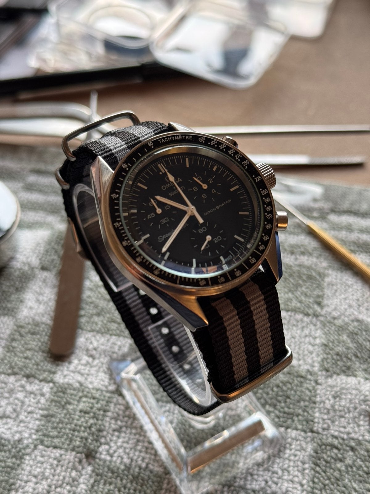 Omega x Swatch MoonSwatch Mission to Mercury – Metal Case, Ophalen of Verzenden, Zo goed als nieuw, Kunststof, Casio