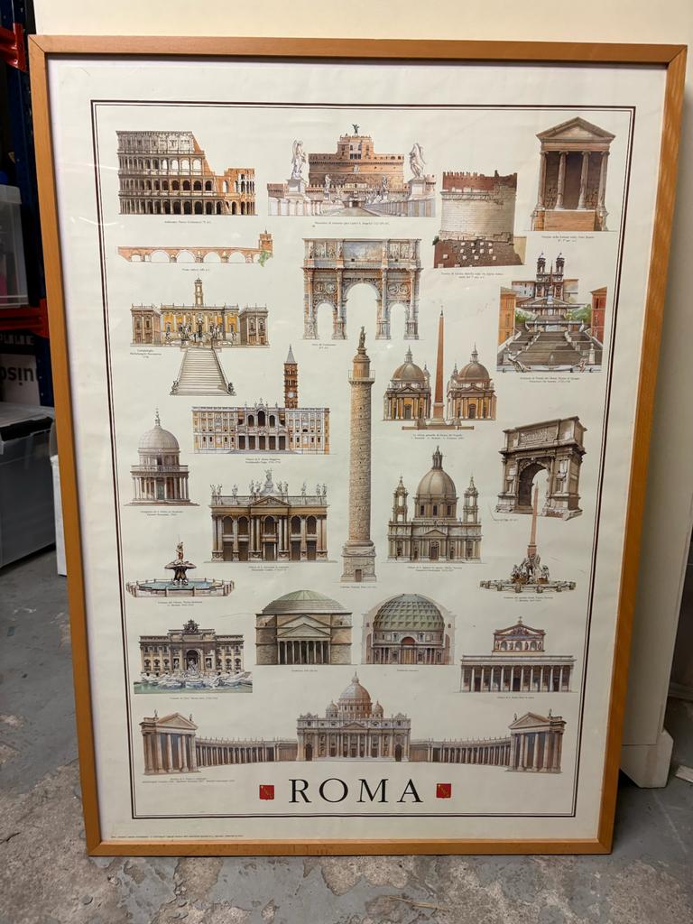 Ingelijste Poster Rome, Ophalen, Zo goed als nieuw, Foto of Poster, 75 cm of meer