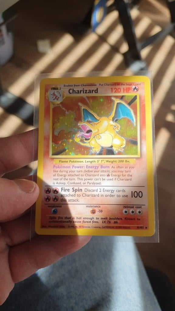 Pokémon Charizard #4 Base Set Unlimited (Redelijke staat), Gebruikt, Foil, Losse kaart, Ophalen of Verzenden