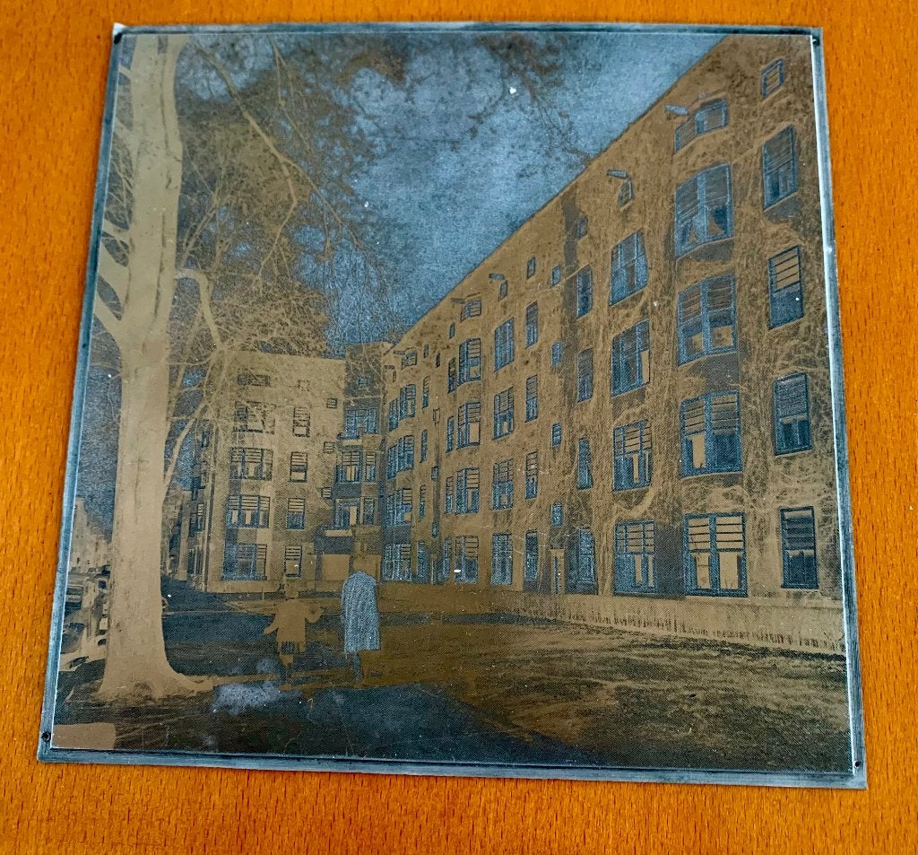 Metalen Ets Rotterdam, Antiek en Kunst, Kunst | Etsen en Gravures, Ophalen, 25 cm, Ets, Architectuur