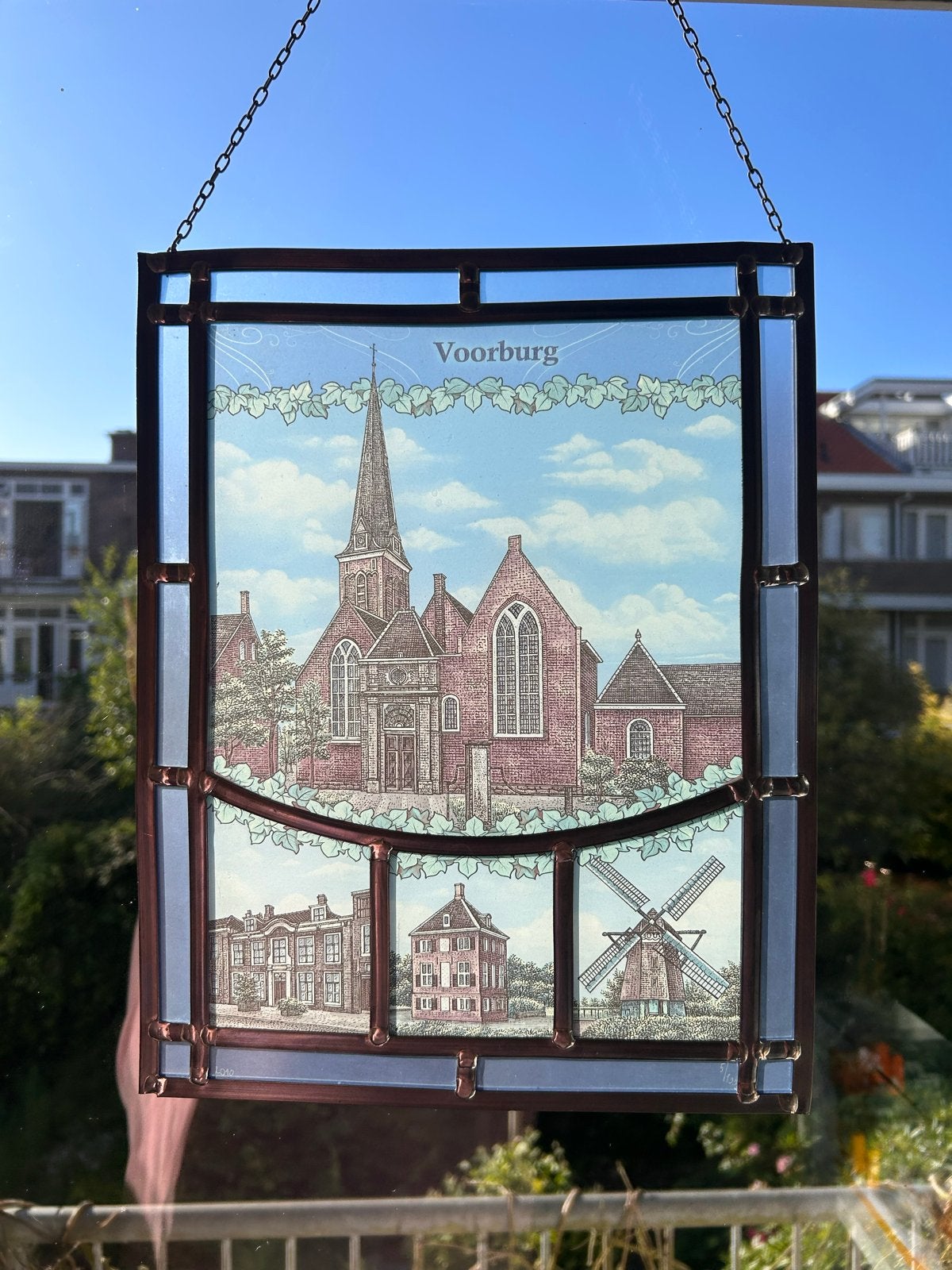 Glas-in-lood raamhanger Voorburg - Zeer goede staat, Antiek en Kunst, Ophalen