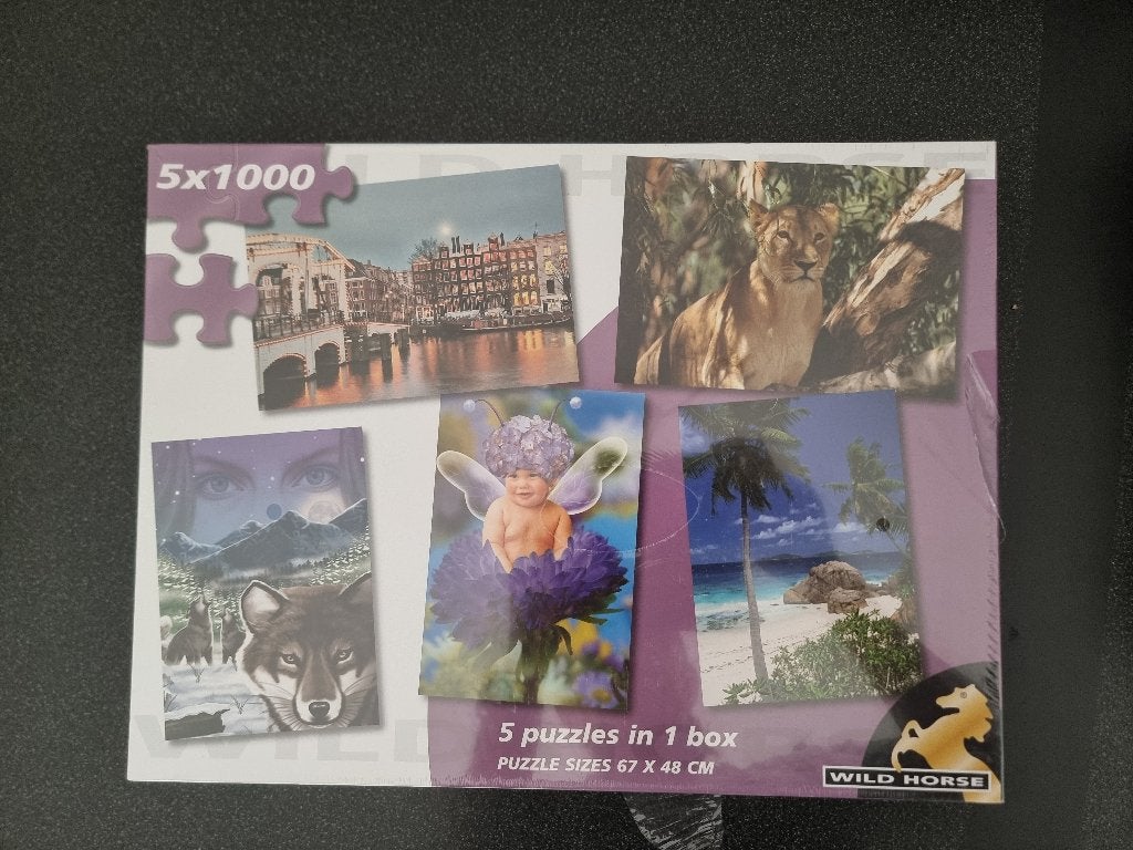 Legpuzzel 5 x 1000 stukjes. Diverse onderwerpen, Ophalen of Verzenden, 500 t/m 1500 stukjes, Nieuw, Legpuzzel