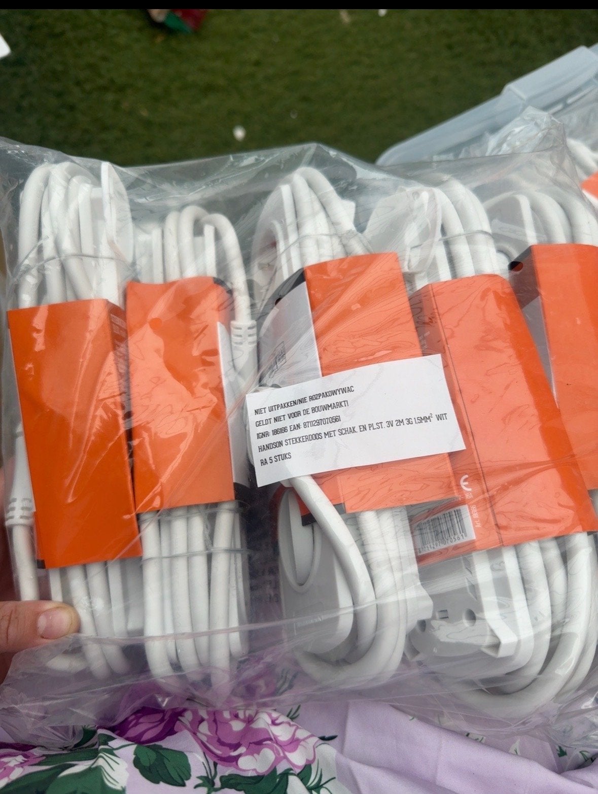 82x Hands On Stekkerdoos met Schakelaar, 3m (5-voudig), Doe-het-zelf en Verbouw, Elektra en Kabels, Ophalen, Nieuw, Overige merken