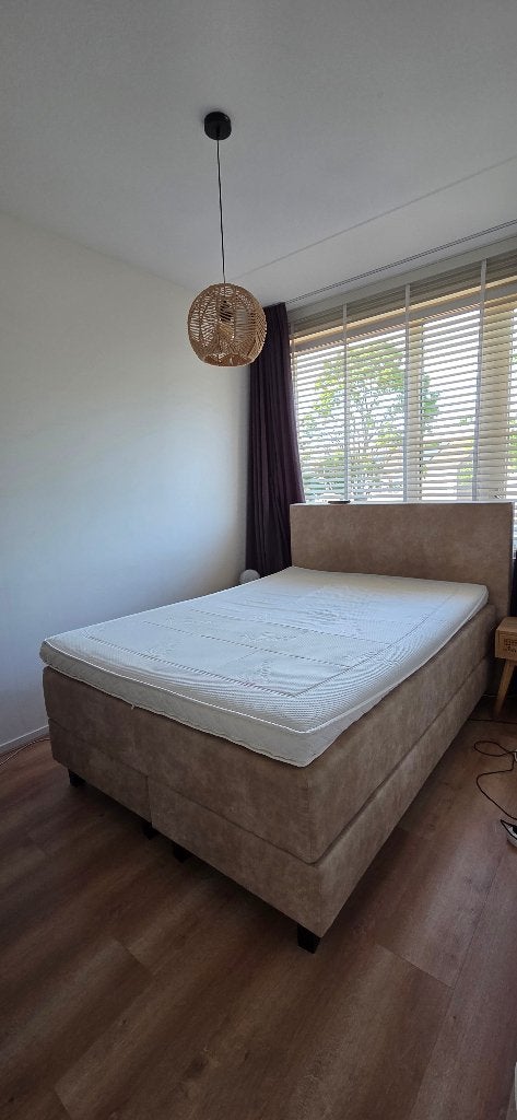 Mooie Beige Boxspring 140x200cm, Ophalen, Beige, Boho, Tweepersoons