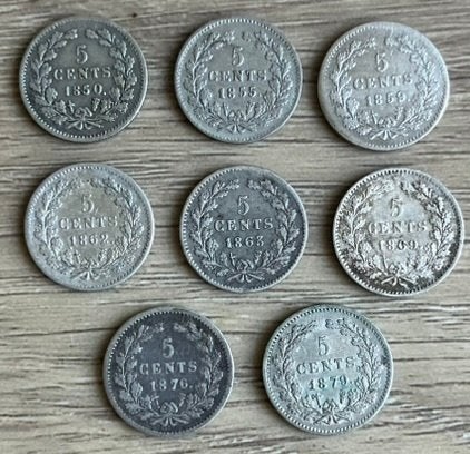 Setje stuivers / 5 cent Willem III (1), Postzegels en Munten, Munten | Nederland, Ophalen, Koning Willem III, Setje, Zilver