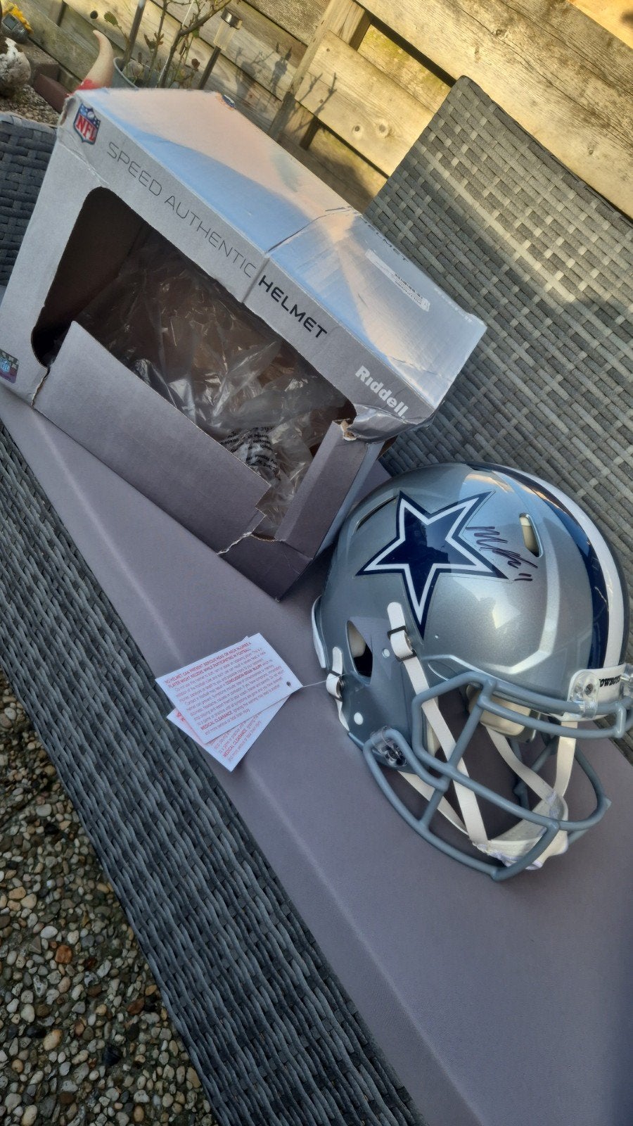 NFL Dallas Cowboys Speed Authentic Helmet fullsize, Ophalen of Verzenden, Zo goed als nieuw, Buitenlandse clubs, Vaantje of Sjaal