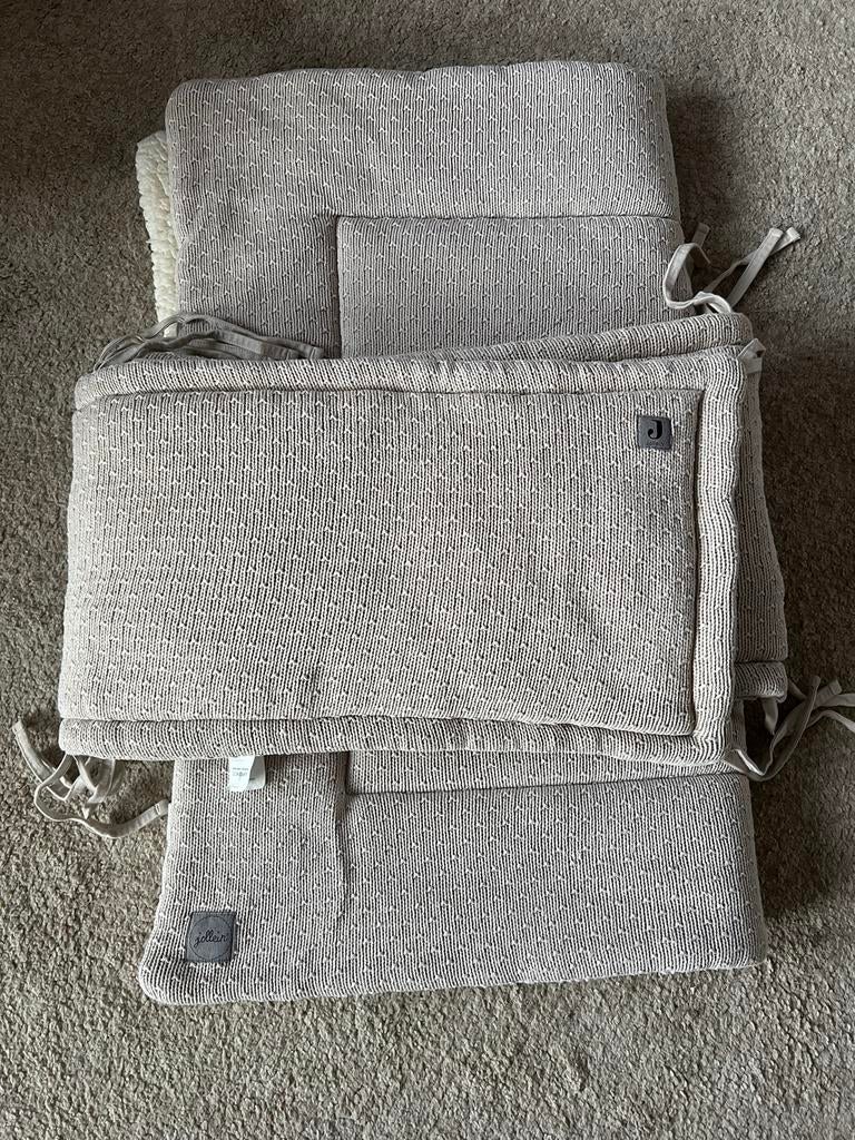 Jollein Blis Knit Boxkleed & Boxomrander Nougat 80x100, Ophalen of Verzenden, Zo goed als nieuw, Rechthoekig, Boxkleed