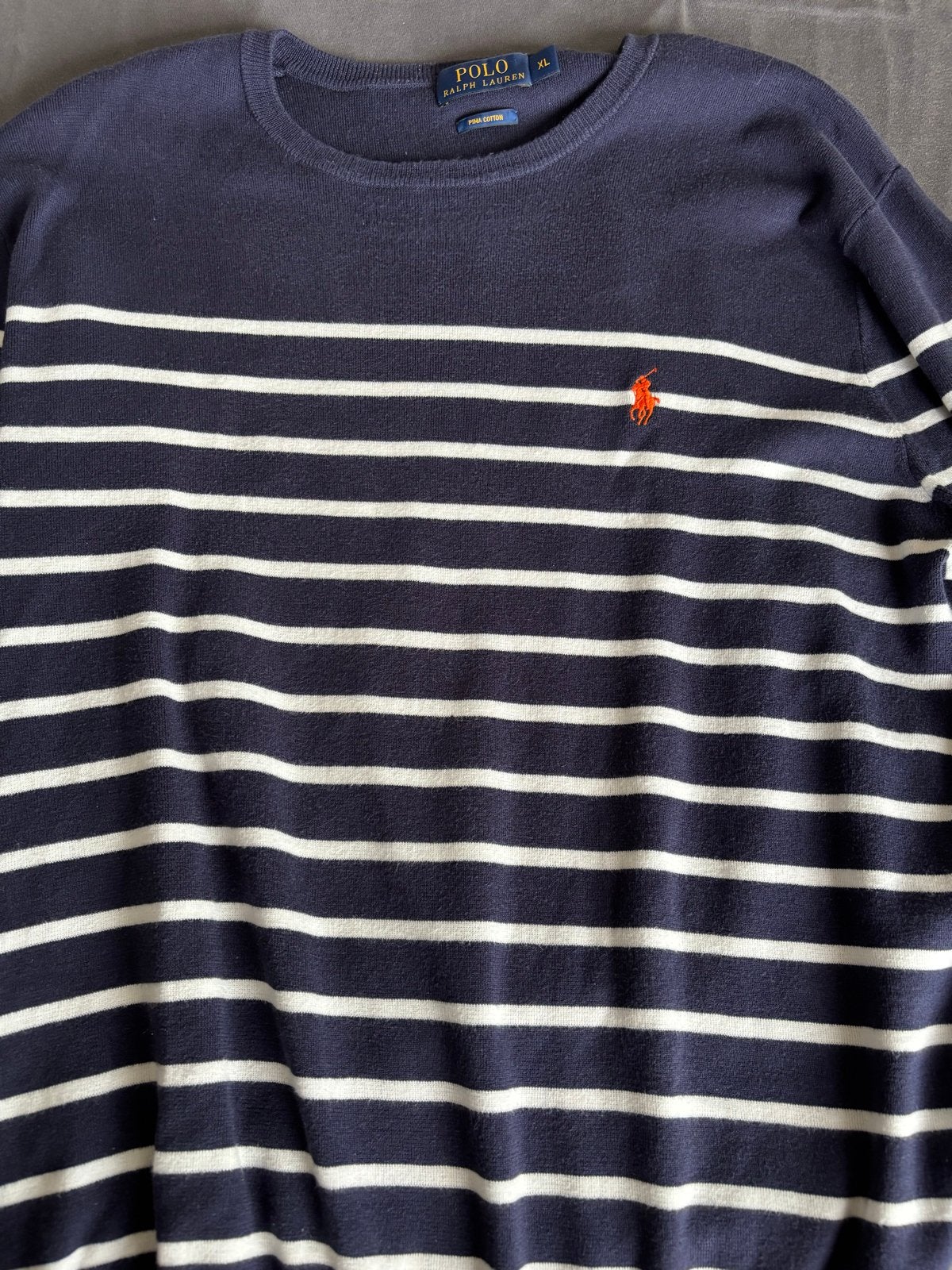 Polo Ralph Lauren gestreepte trui - Maat XL, Ophalen of Verzenden, Gedragen, Maat 56/58 (XL), Blauw