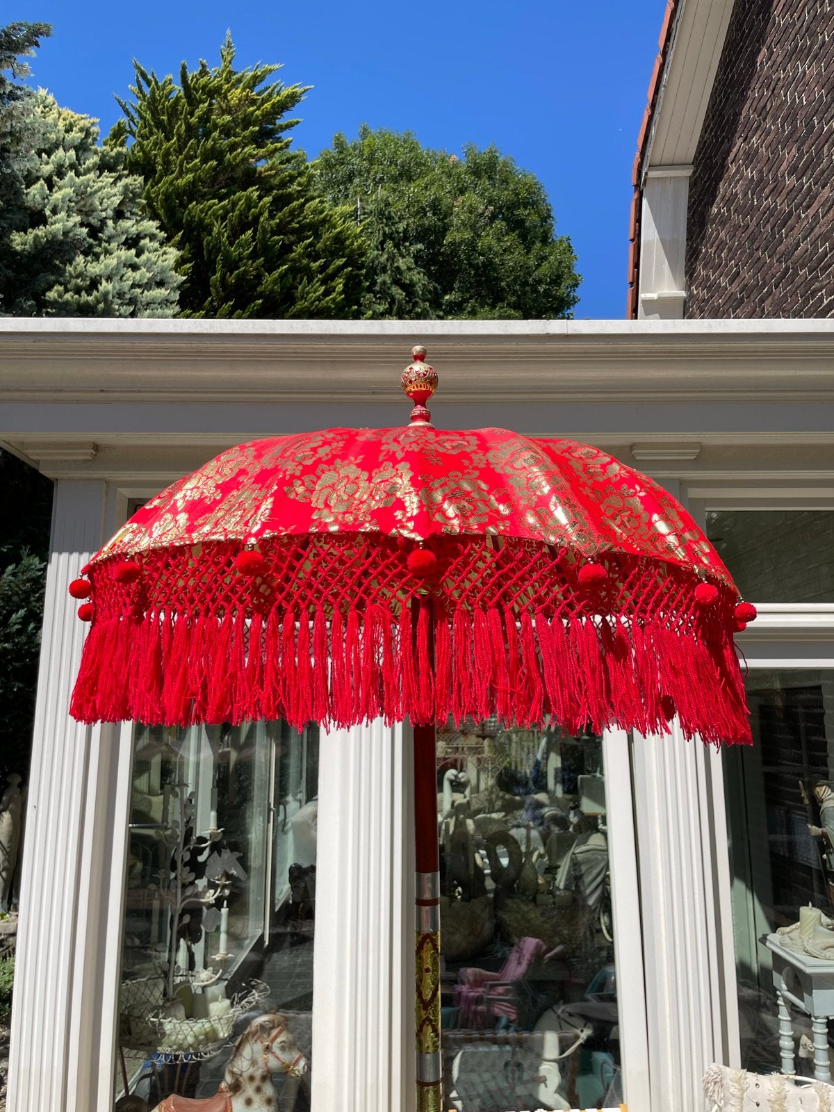 Balinese parasol 90 cm doorsnee - Ibiza stijl, Ophalen, Zo goed als nieuw, Minder dan 1 meter, Stokparasol
