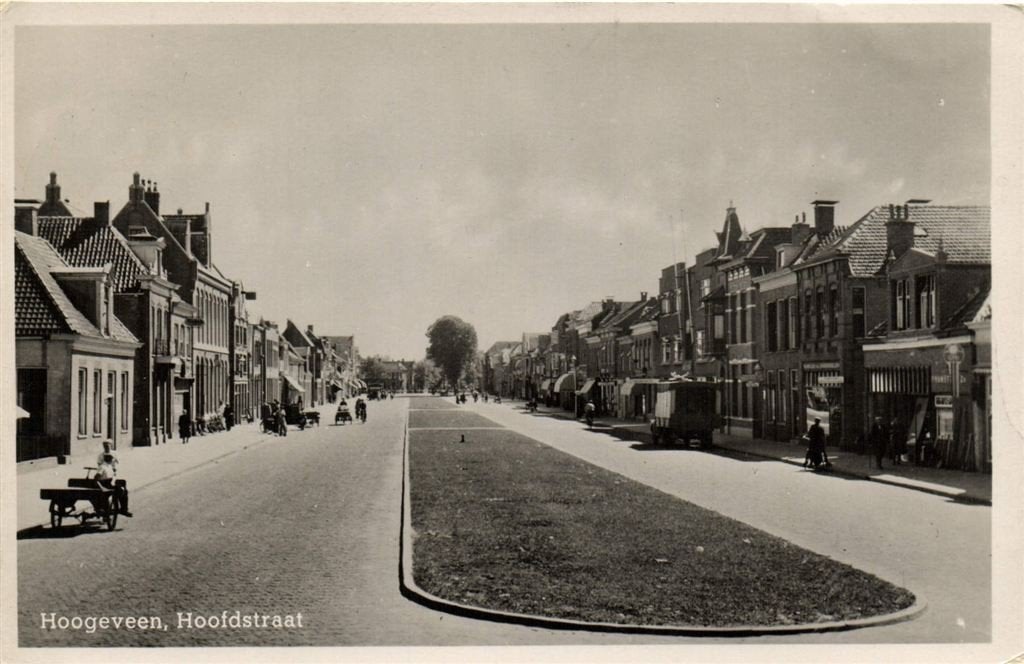 Hoogeveen, Hoofdstraat - kar auto - 1950 gelopen, Verzenden, 1940 tot 1960, Gelopen, Drenthe