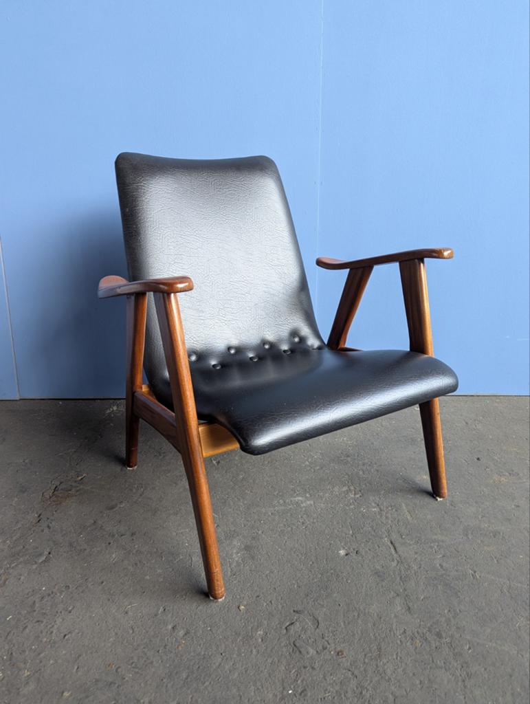 Lounge chair Louis van Teeffelen voor Webe, Huis en Inrichting, Fauteuils, Gebruikt, Minder dan 75 cm, Leer, 50 tot 75 cm