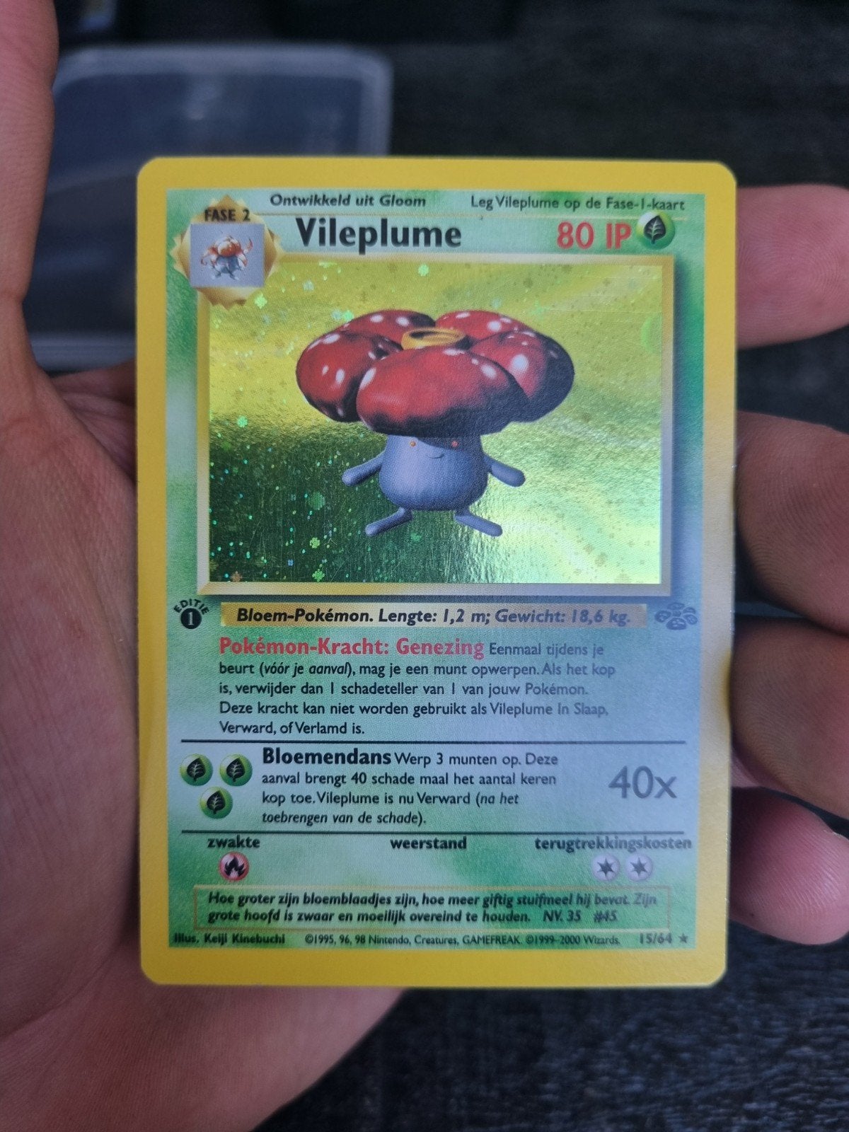 Vileplume 15/64 jungle NL 1e editie ! Holo rare * € 40, Ophalen of Verzenden, Zo goed als nieuw, Losse kaart, Foil