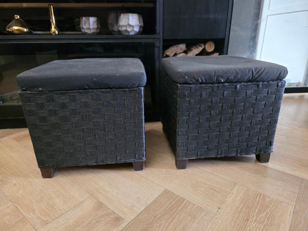 2 Poef krukje poefjes opbergers, Ophalen of Verzenden, Rond, Minder dan 50 cm, Minder dan 50 cm