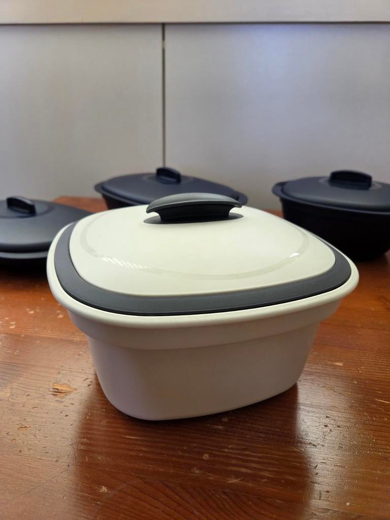 Tupperware Iso Duo Serveerwonder - Wit/Antraciet, Ophalen of Verzenden, Nieuw, Wit, Schaal