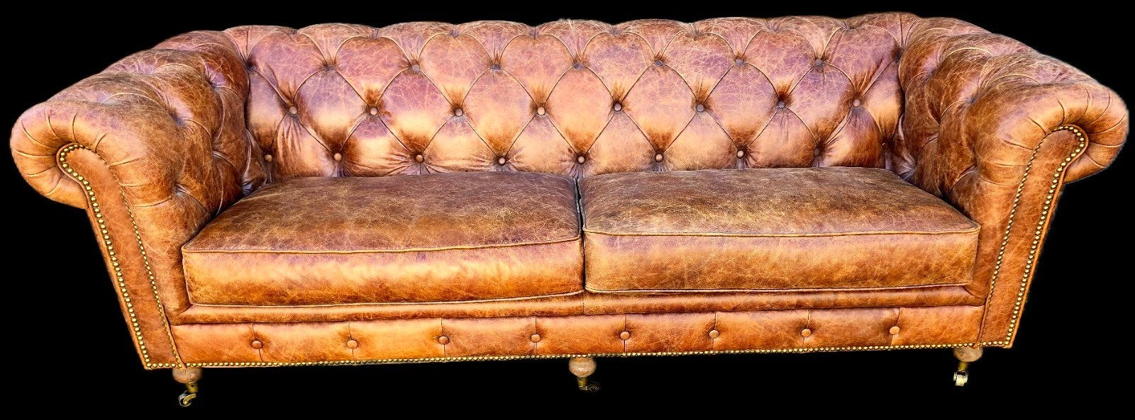 Vintage leren Chesterfield bank bruin + BEZORGING GRATIS
