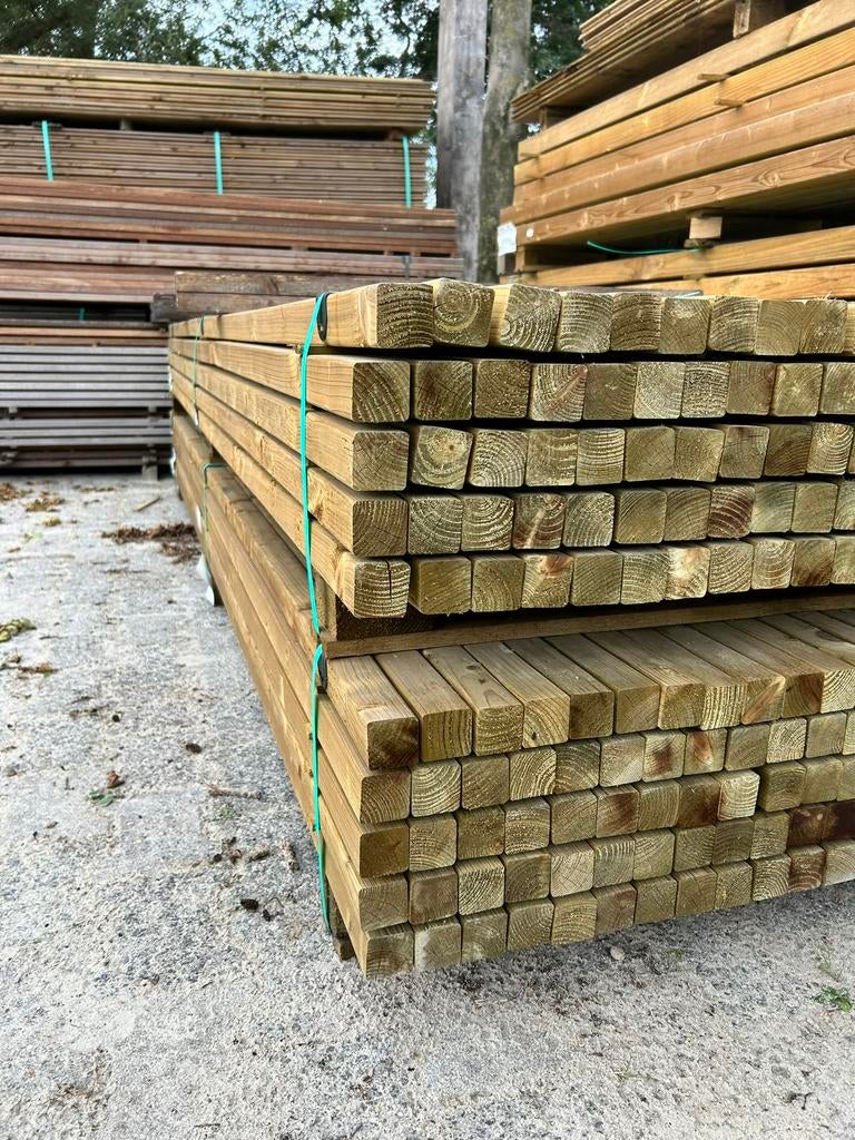 Geimpregneerd 45x45 mm regels balkjes, Tuin en Terras, Nieuw, Ophalen of Verzenden, Hardhout, 250 cm of meer