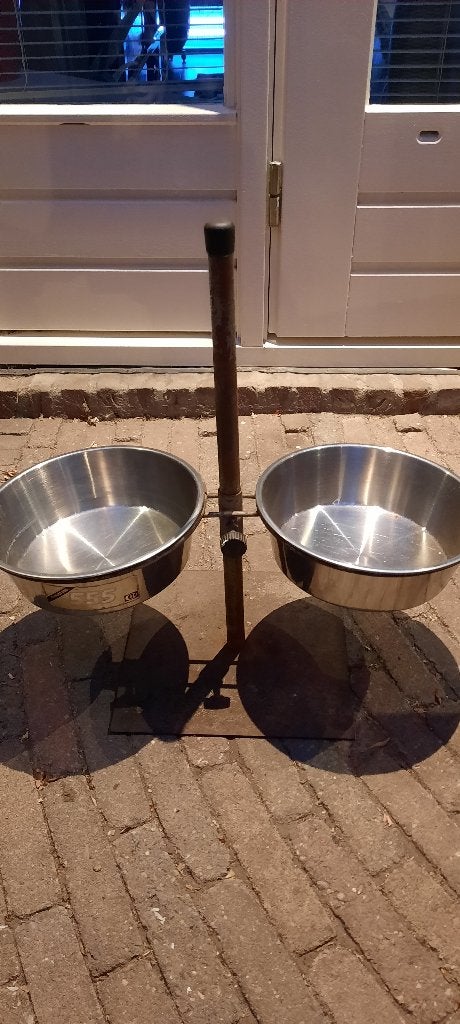 Hondenvoerbak op standaard rvs, Ophalen, Verstelbaar, Gebruikt