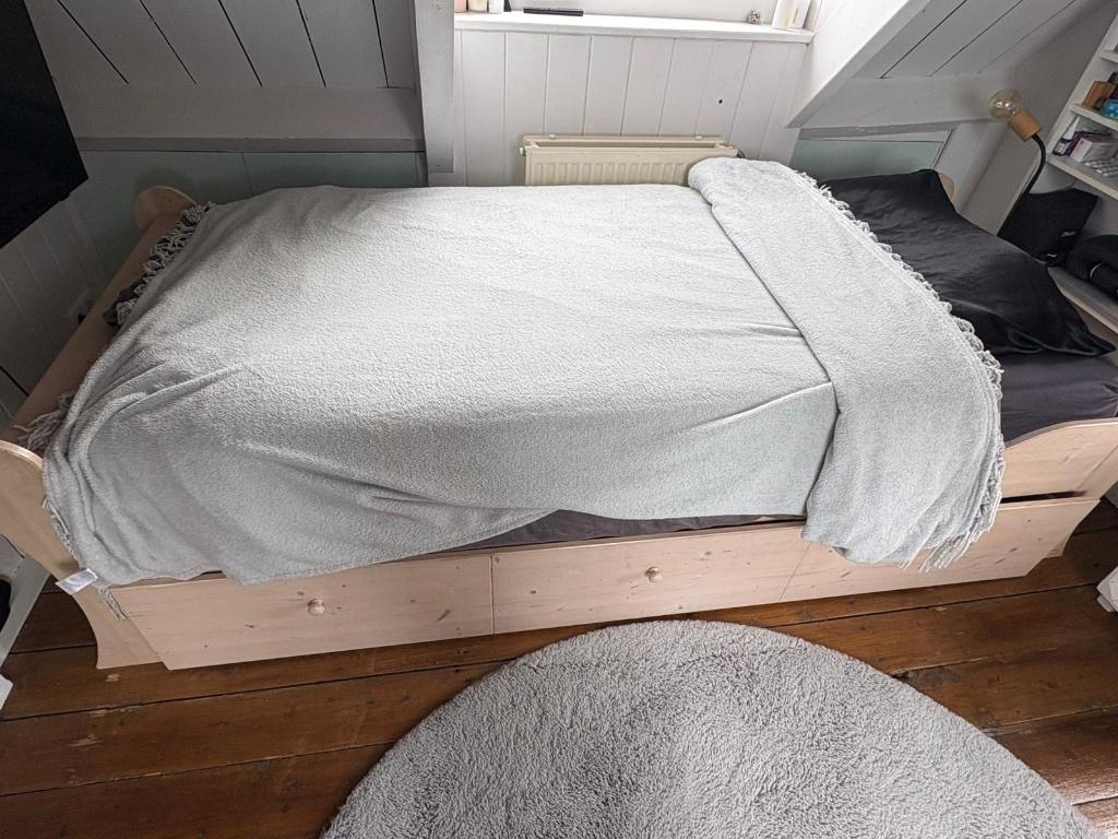 Massief Houten Tiener Bed, Ophalen, Gebruikt, 90 cm, Eenpersoons